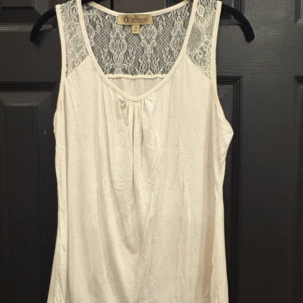 Democracy Cream Lace Tank Top